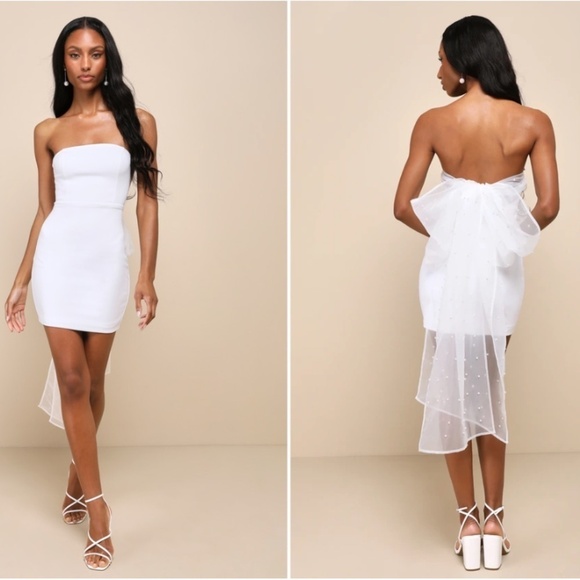 Lulus Dresses & Skirts - LULUS Bridal Bachelorette Engagement Bridal Shower Sexy Strapless Mini Dress